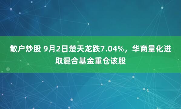 散户炒股 9月2日楚天龙跌7.04%，华商量化进取混合基金重仓该股