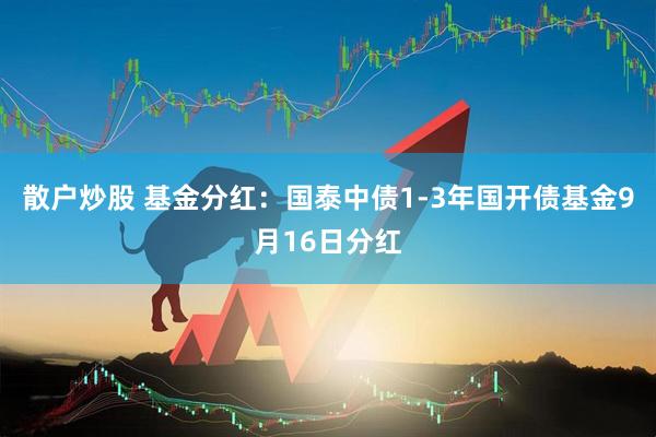 散户炒股 基金分红：国泰中债1-3年国开债基金9月16日分红